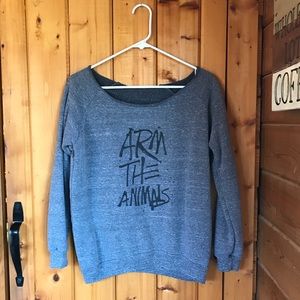 Arm the Animals off the shoulder hoodie!